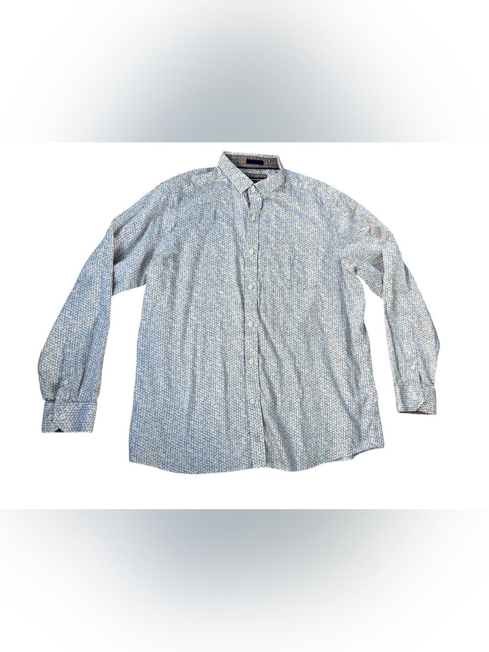 Johnston & Murphy Light Blue Micro-Print Button-Down Shirt